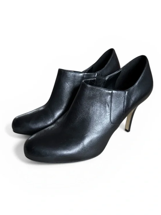 Cole Haan Leather Ankle Booties Black Almond Toe Heels Classic Office Size 8 - Picture 3 of 10